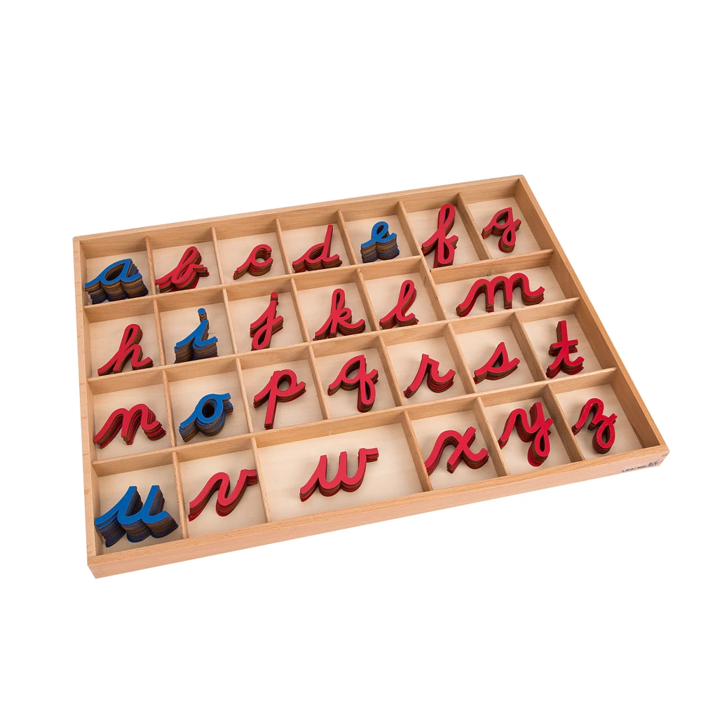 Hộp bảng chữ cái di chuyển nhỏ Montessori cho trẻ em - Đồ chơi ngôn ngữ gỗ sồi 7