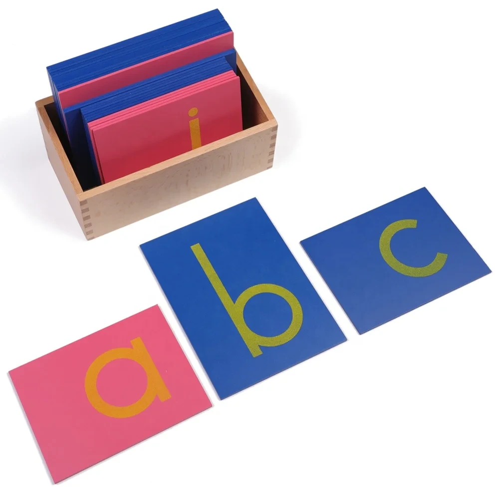 Bộ chữ giấy nhám bằng gỗ giáo dục Montessori 1
