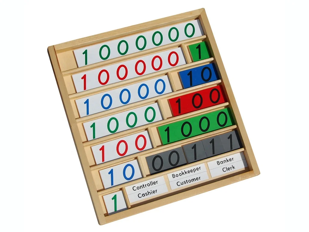 Trò chơi ngân hàng đồ chơi giáo dục toán học Montessori bằng gỗ sồi dành cho trẻ em 2