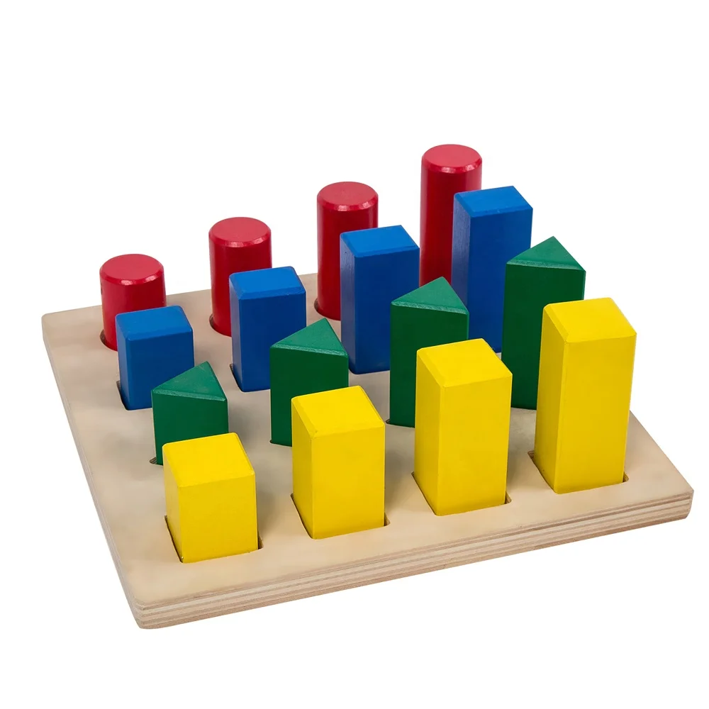 Đồ chơi giáo dục toán học Montessori bằng gỗ - Thang đặc hình học 2