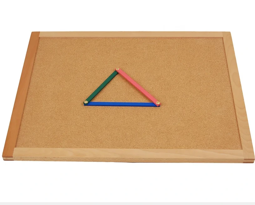 Wooden Montessori Math Educational Toys Cork Workboard For Geometry Sticks 1