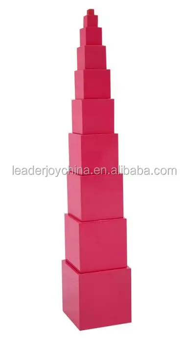 Đồ chơi gỗ sồi Montessori Pink Tower dành cho trẻ em giáo dục sớm 4