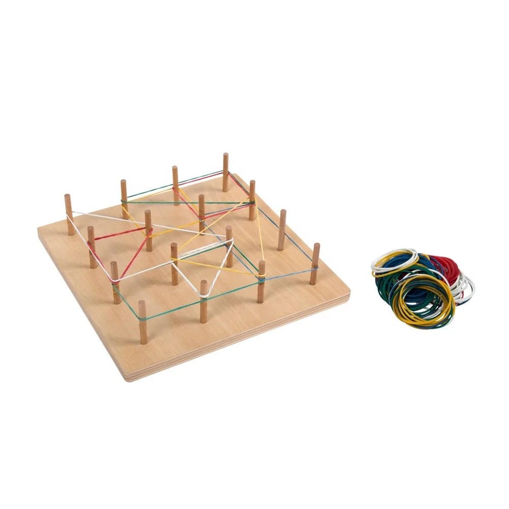 Montessori Wooden Geo Board for Kids - Sensorial Teaching Toy 1
