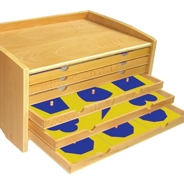 Tủ hình học giác quan Montessori với 35 bộ đồ chơi bằng gỗ sồi - Đồ chơi giáo dục trẻ em 1