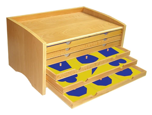 Tủ hình học giác quan Montessori với 35 bộ đồ chơi bằng gỗ sồi - Đồ chơi giáo dục trẻ em 2
