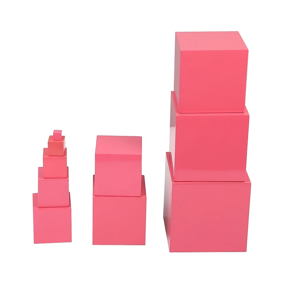 Kids Montessori Pink Tower - Premium Beech Wood Learning Toys 1