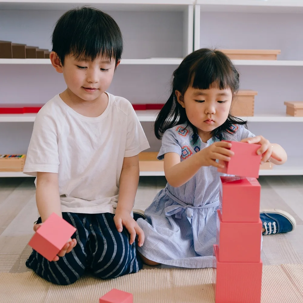 Torre Rosa Montessori para niños - Juguetes de aprendizaje de madera de haya premium 5