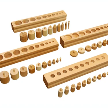 Bloques cilíndricos sensoriales Montessori de madera Yunhe, juguete educativo de alta calidad 2