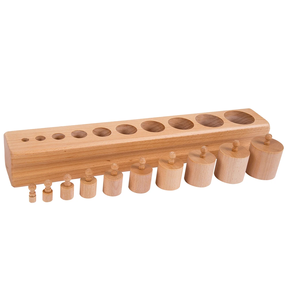 Bloques cilíndricos sensoriales Montessori de madera Yunhe, juguete educativo de alta calidad 3