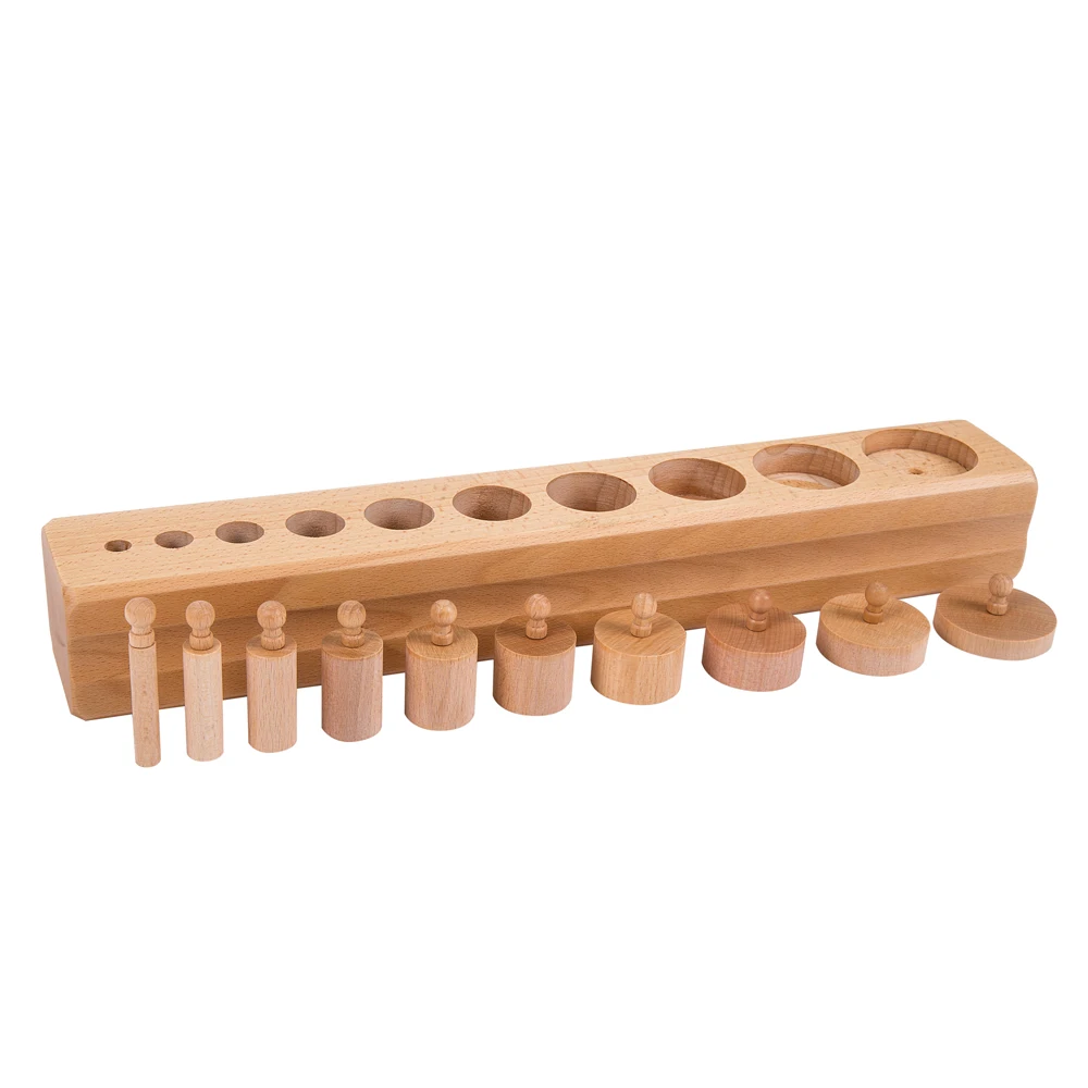 Bloques cilíndricos sensoriales Montessori de madera Yunhe, juguete educativo de alta calidad 4