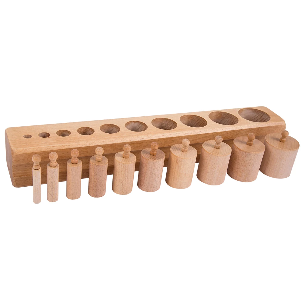 Bloques cilíndricos sensoriales Montessori de madera Yunhe, juguete educativo de alta calidad 6