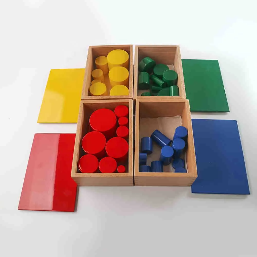 El cilindro sensorial nudoso de la haya bloquea el material educativo de Montessori 4