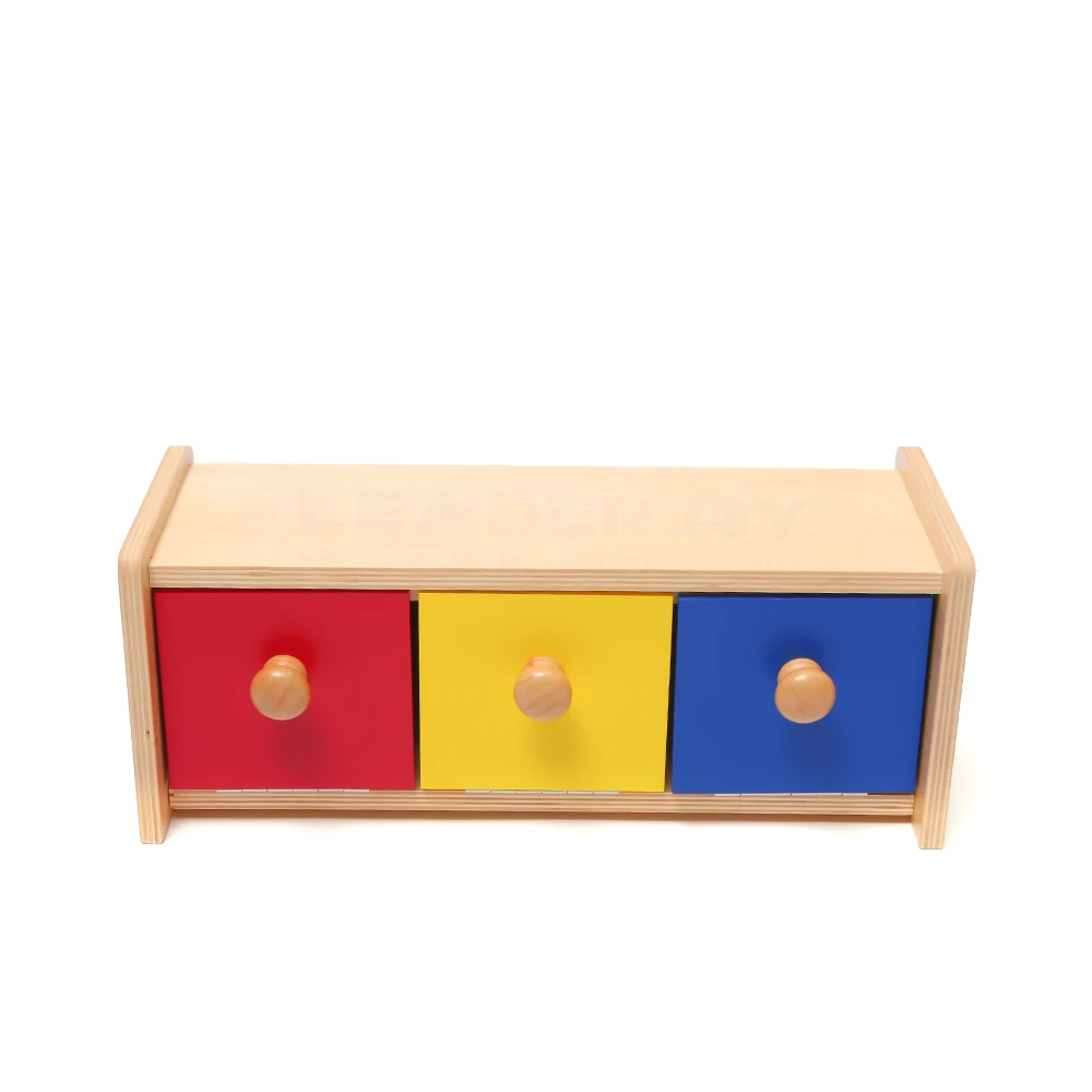 Đồ chơi giáo dục trẻ mới biết đi bằng gỗ Montessori có thùng 3