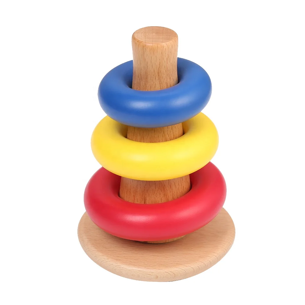 Đồ chơi giáo dục xếp chồng bằng gỗ Rainbow Baby Montessori cho trẻ em năm 2021 1