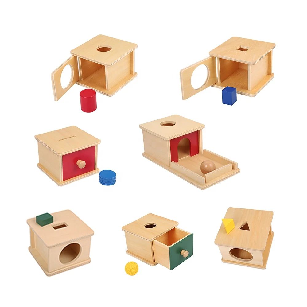 Hộp đựng đồ vật cố định có khay và bóng - Đồ chơi Montessori bằng gỗ giáo dục 1
