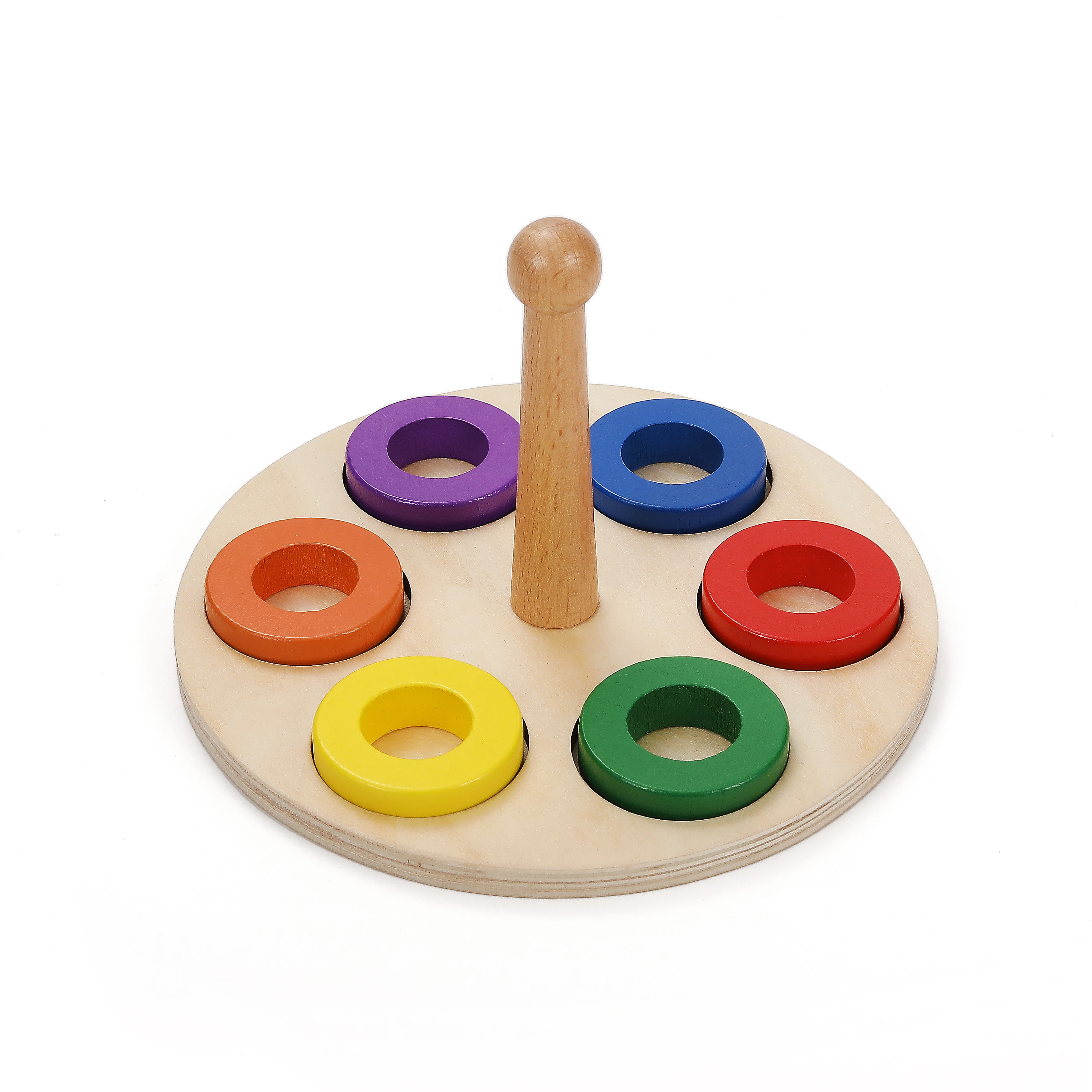 Wooden Montessori Baby Educational Toys - High Quality Rings on Peg 2