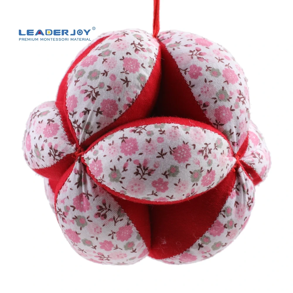 Pelota de juguete con agarre para bebé de tela de algodón arcoíris Montessori 1