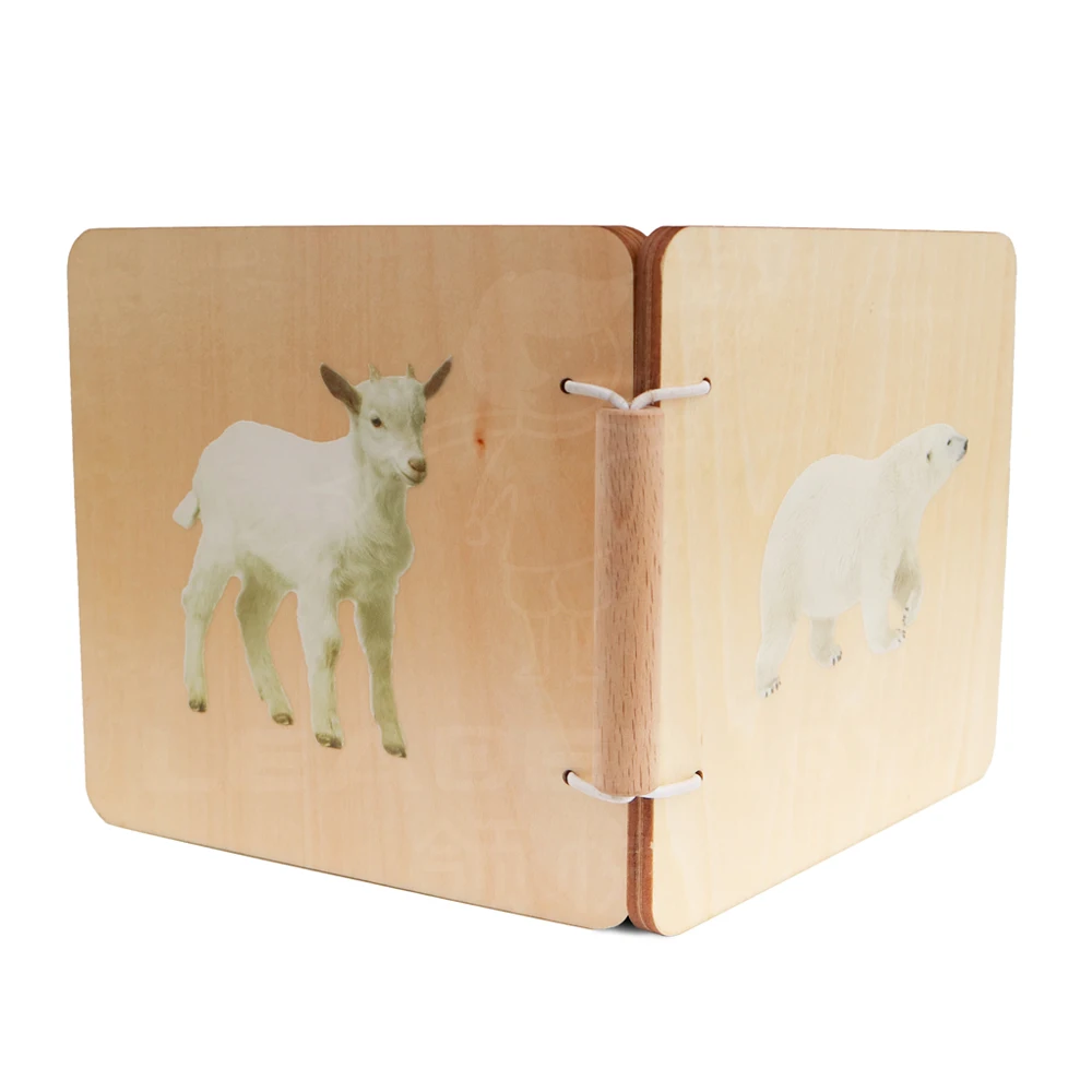 Montessori Educational Baby Animal Wooden Book for Kids 0-3 Months 4