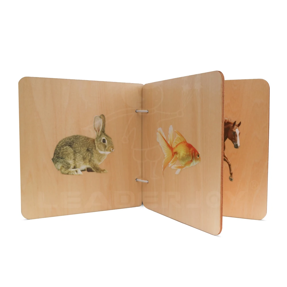 Montessori Educational Baby Animal Wooden Book for Kids 0-3 Months 6