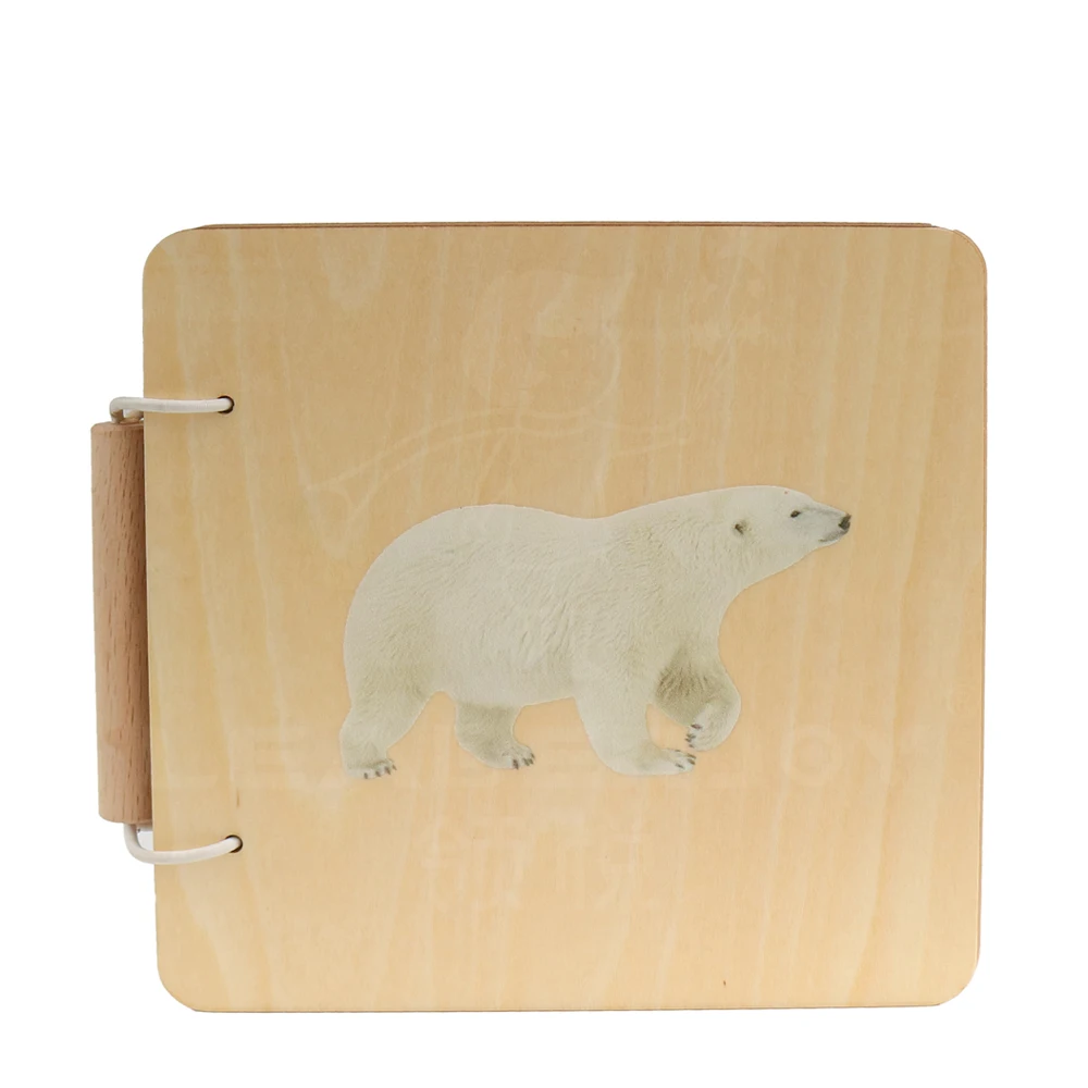 Montessori Educational Baby Animal Wooden Book for Kids 0-3 Months 5