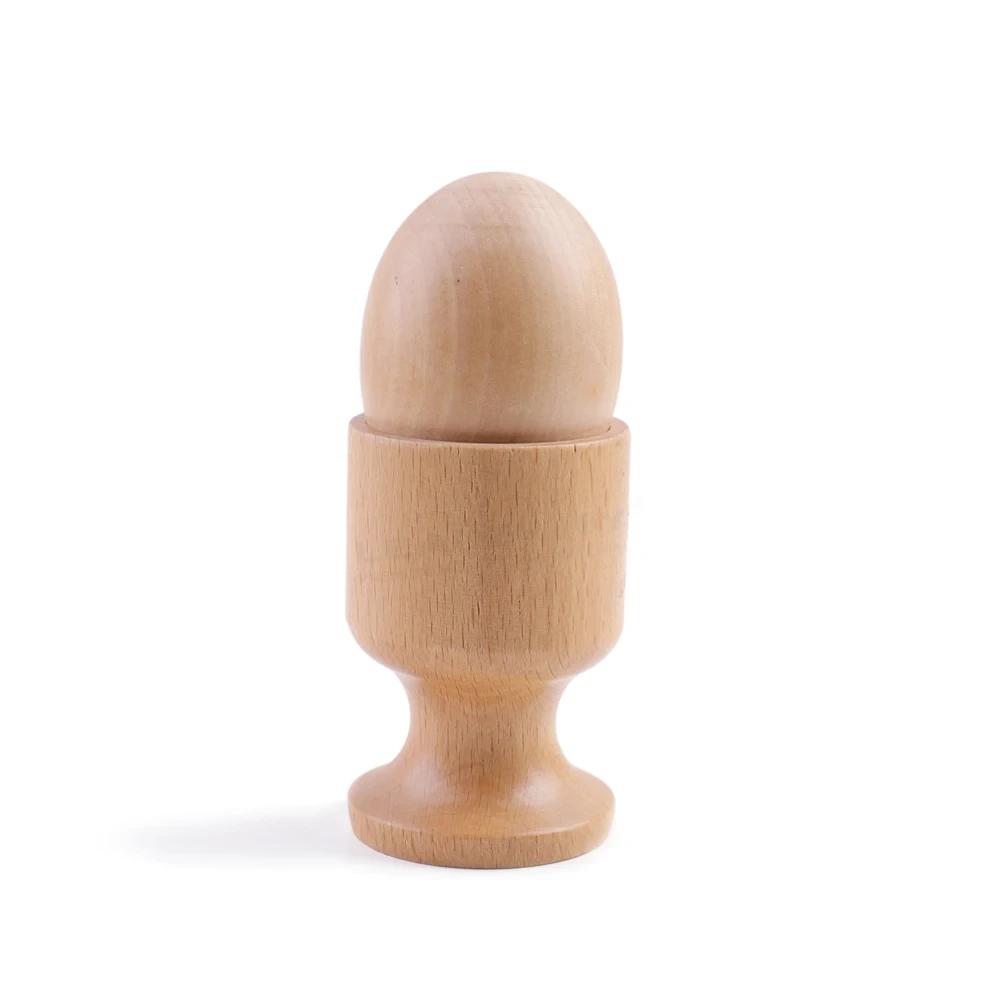 Đồ chơi trứng bằng gỗ có cốc cho trẻ em Montessori - Giáo dục và thủ công 1