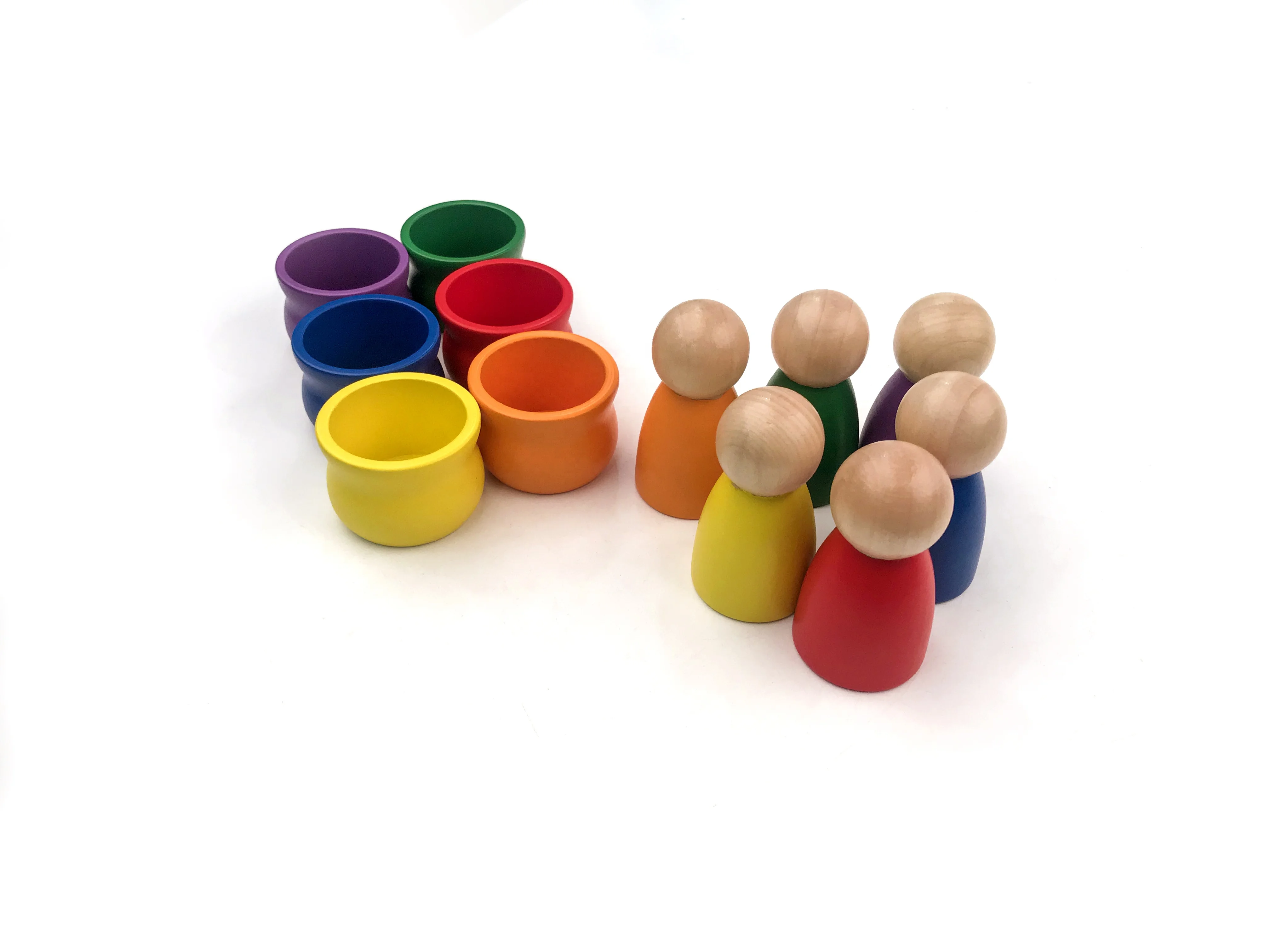 Đồ chơi kết hợp những chiếc chốt màu chất lượng cao có cốc Waldorf Rainbow Dolls 5