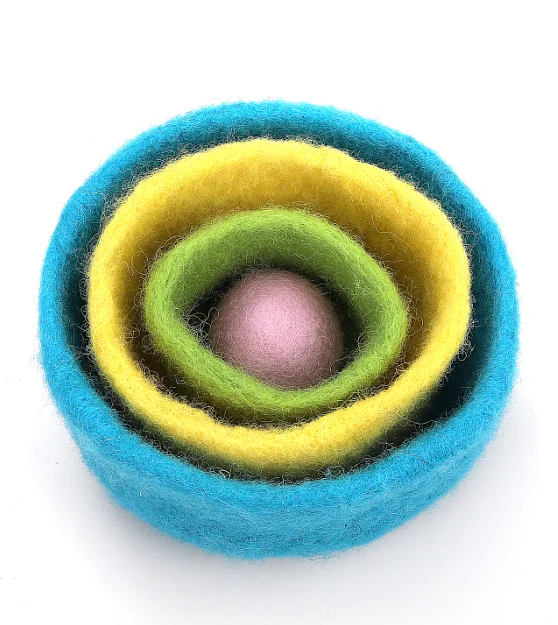 Montessori Nesting Felt Baby Educational Toys - Handmade Felt Basket 3