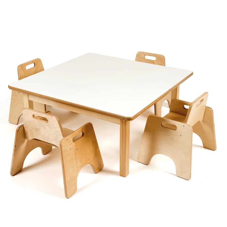 Montessori Wooden Rattan Nordic Table and Chairs for Children | LEADERJOY