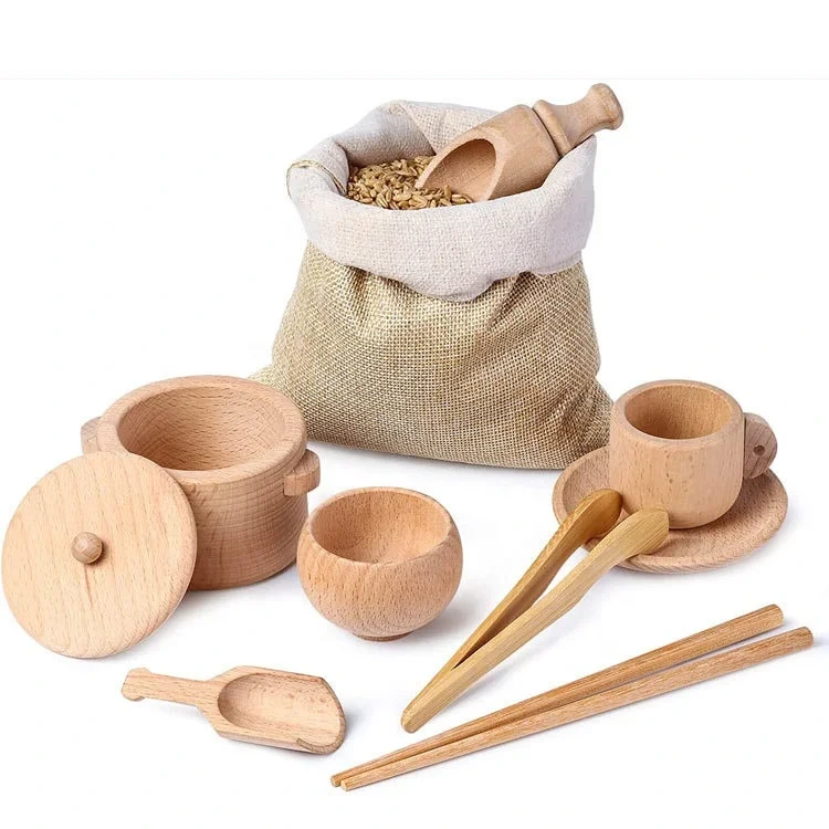 Wooden Montessori Sensory Bin Tools for Baby Sensorial Exercises 1