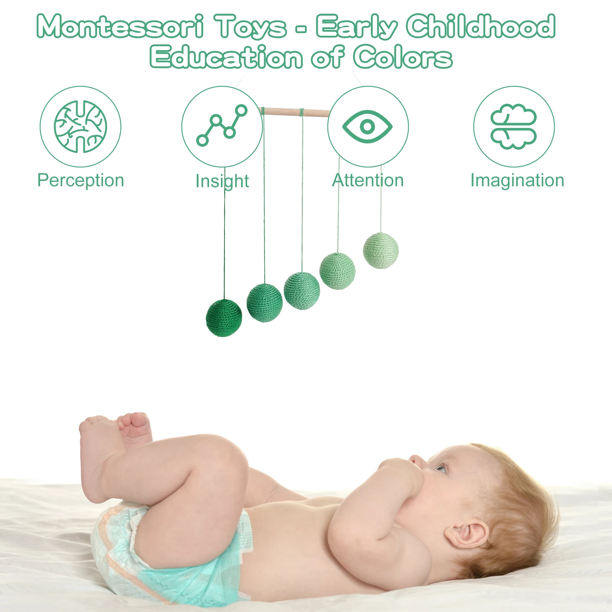 Green Graduation Mobile Toy for Baby and Toddler 3