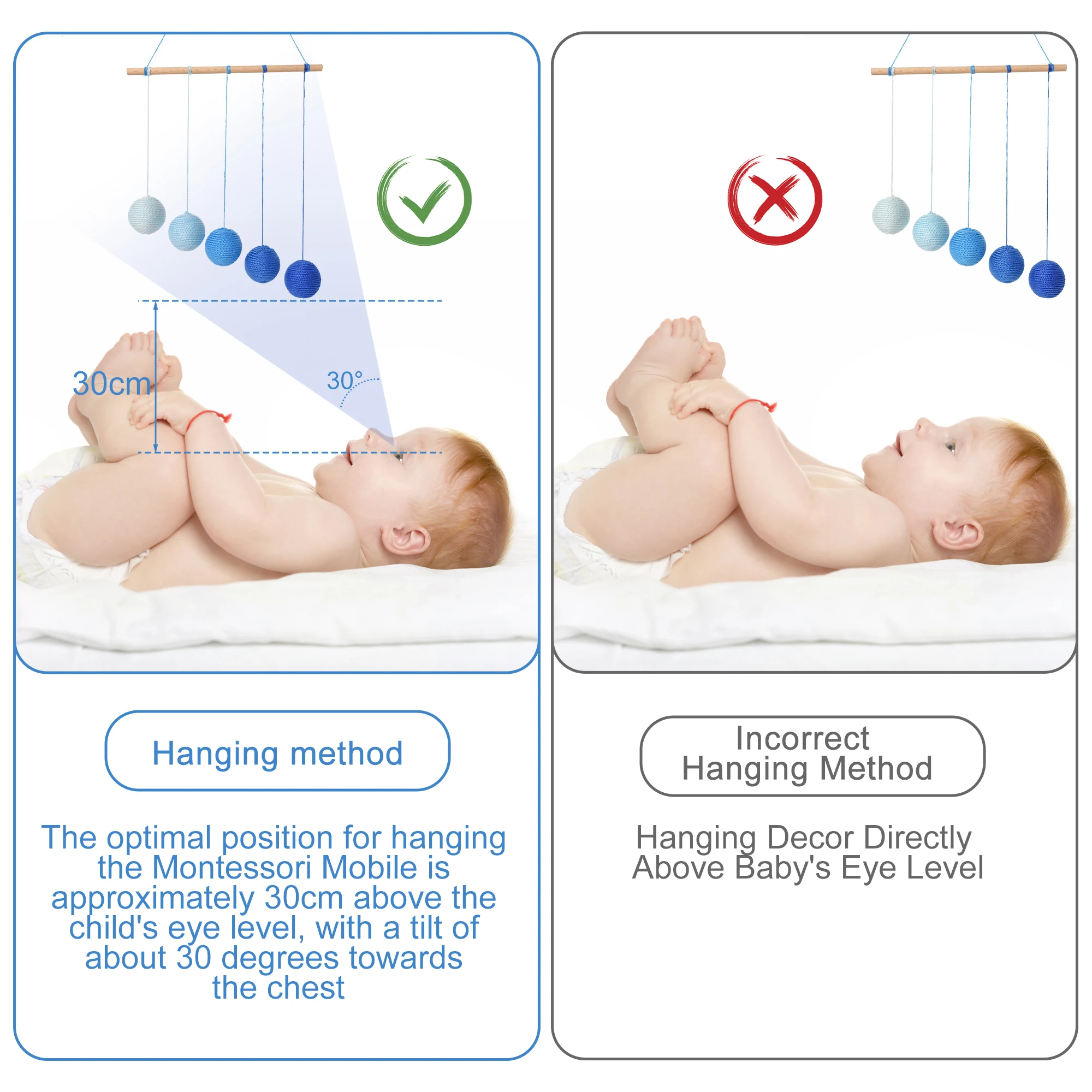 Montessori Wooden Baby Blue Graduation Mobile - Educational Toys 7