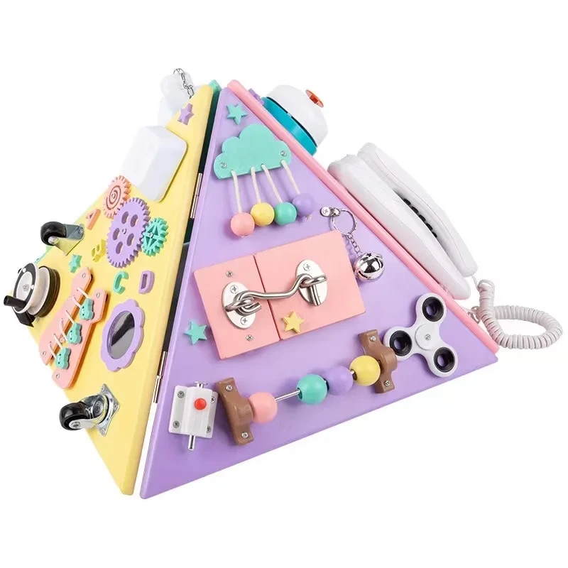 Bảng xếp hình kim tự tháp bằng gỗ Montessori có đèn LED - Đồ chơi học tập cho trẻ mới biết đi 1