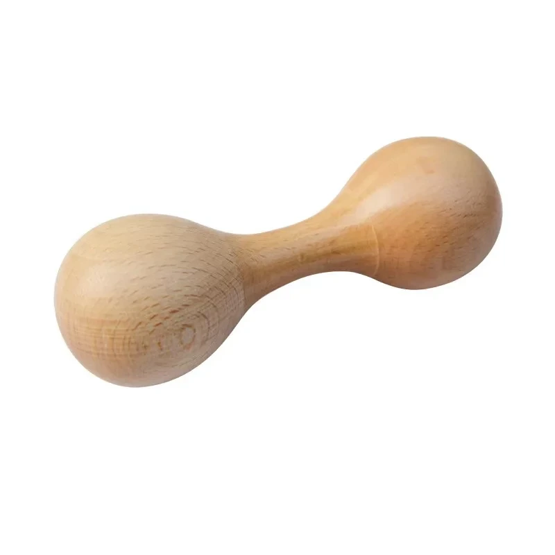 Montessori Wooden Sand Hammer Toy for Toddlers - Beechwood Grasping Teething Toy 1