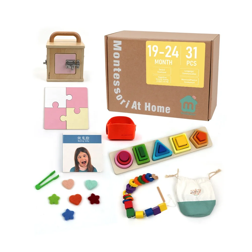 Hộp khóa Montessori Trẻ mới biết đi Đồ chơi giáo dục bằng gỗ 19-24 tháng 1