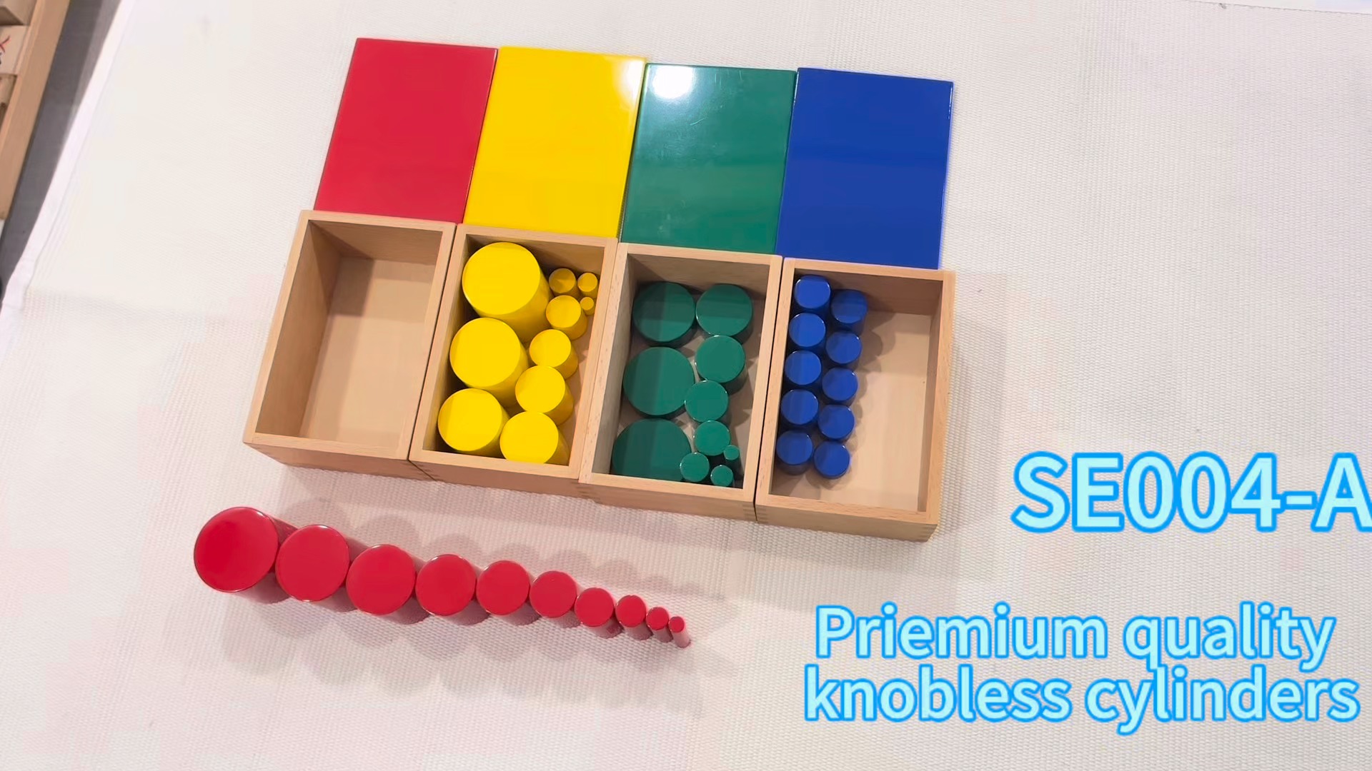 LeaderJoy Beechwood Knobless Cylinders | High-Gloss Finish Montessori Sensorial Material (SE004-A)