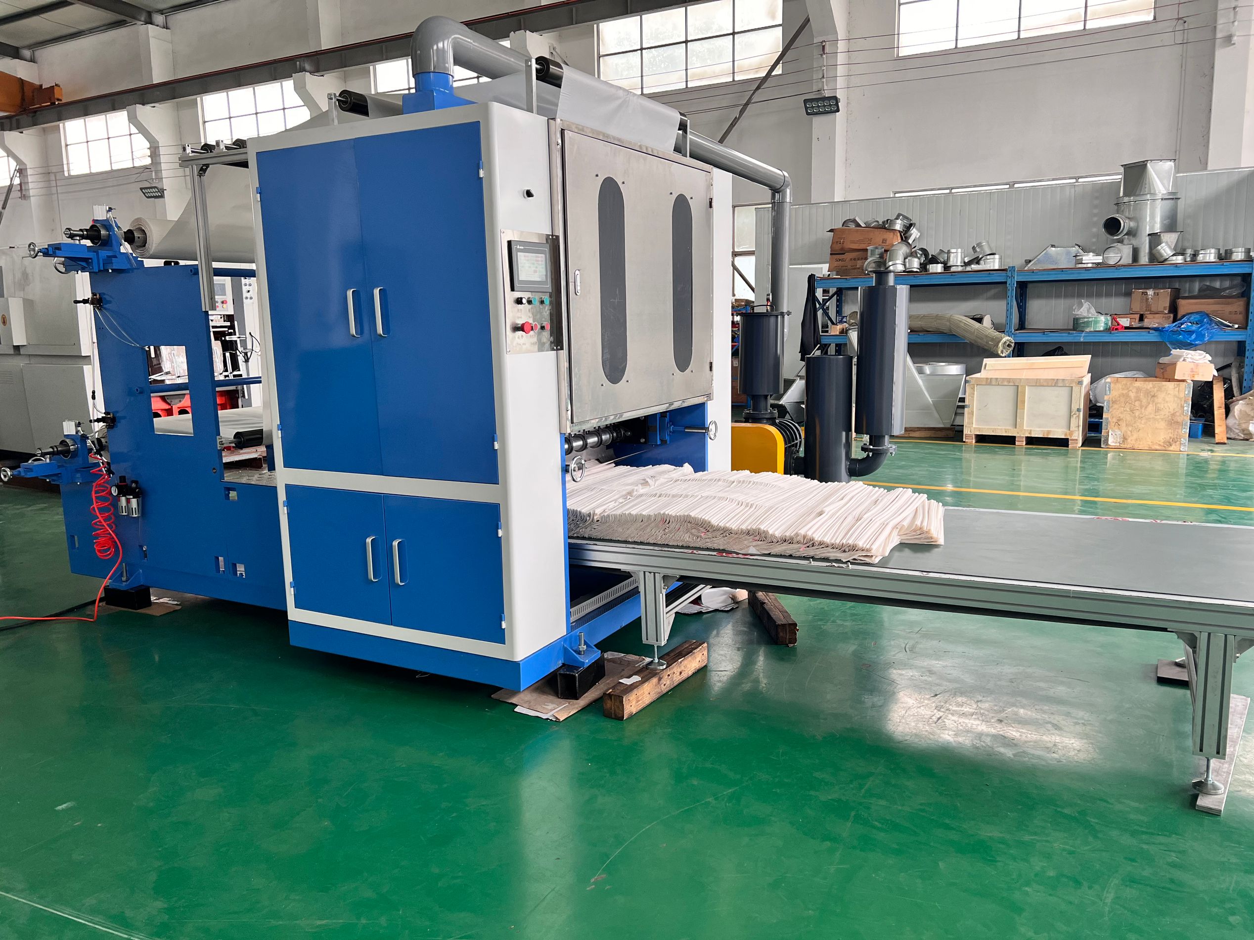 Latest New Type LKS300 Plastic Film Folding Pop Out Sheet Machine with Talcum Powder 4