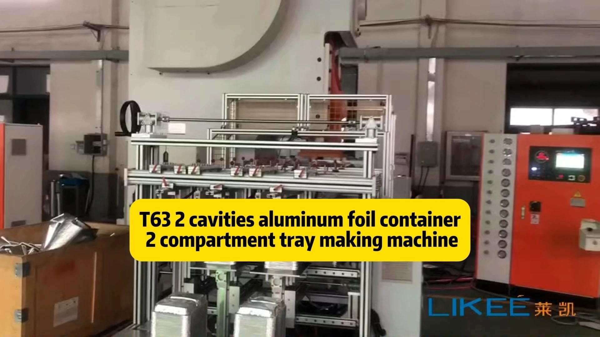 Máquina para fabricar envases de papel de aluminio LK-T63, 3 cavidades con apilador independiente. 1