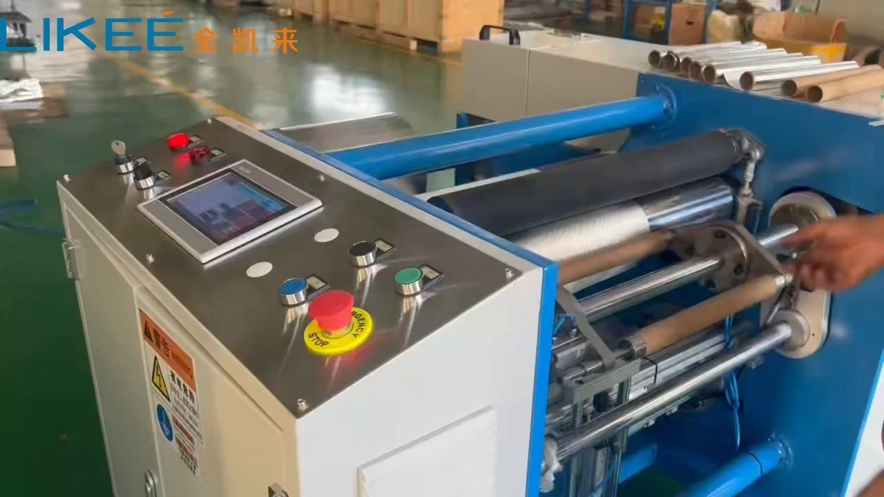 LKSR-450 Factory Sale Semi-automatic Foil Roll Rewinding Machine 1