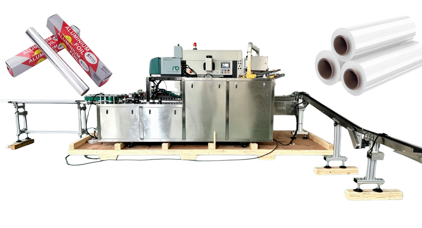 Máquina de embalaje y encartonado totalmente automática para rollos de film transparente, papel de horno, papel de aluminio y cajas. 2