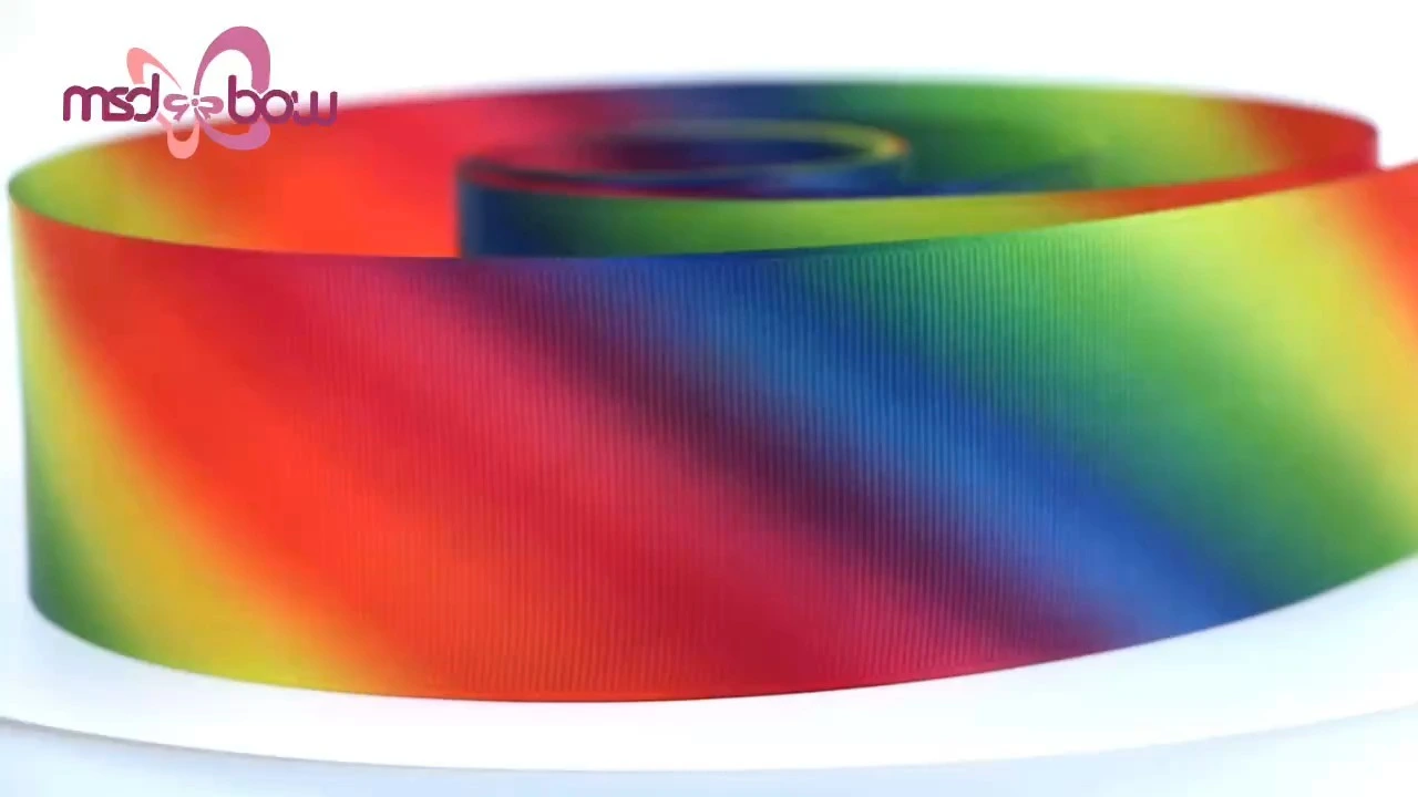 MSD Heat Transfer Rainbow Printed Ribbon With Satin Rainbow Printed Factory Customize Decorations Satin Printed Ribbon For Party Gift And Holiday Decoration 1