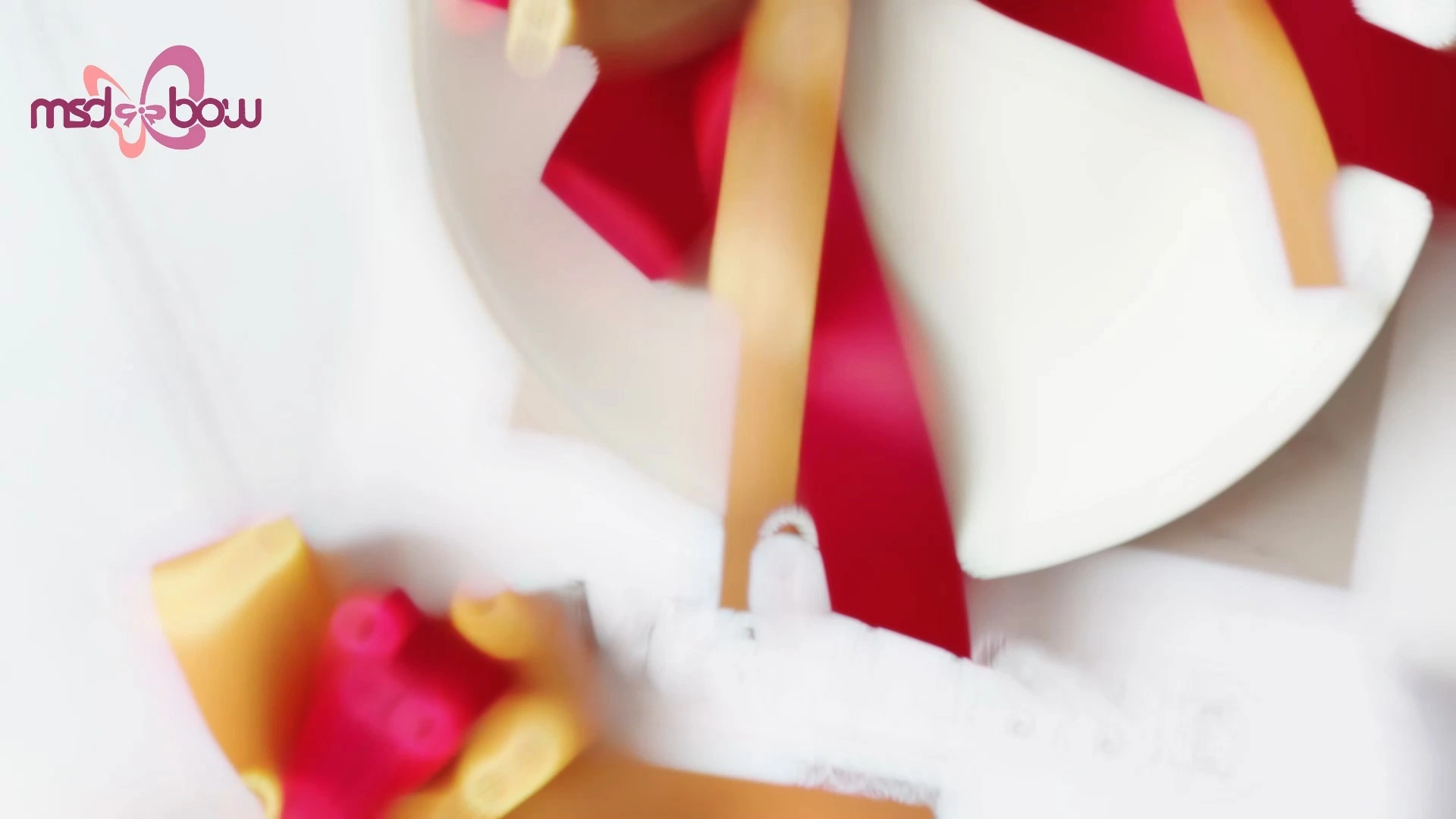 MSD Hot Sale Holiday Ribbon Double Bow Free Sample Pre-made Bows DIY Ribbon Bow Gift Decorative Ribbon Bow with elastic for gift wrap holiday decoration 1