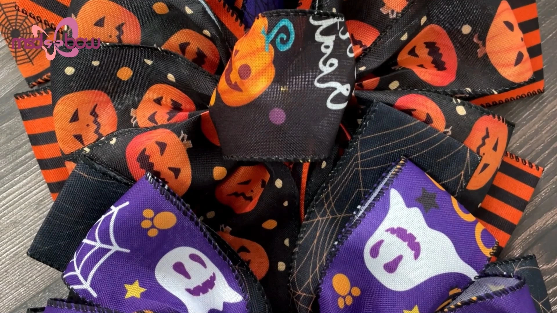 MSD Factory Personnaliser Halloween Créatif Ruban Filaire Arcs Citrouille Lanterne et Fantôme Plaid Ruban Arbre De Noël Pour Arcs Artisanat Décoration De Fête 1