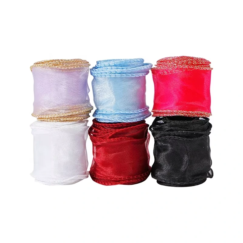 MSD Factory Wire Edge Red Organza Ribbon Custom Ribbon For Wreaths In Bulk 1