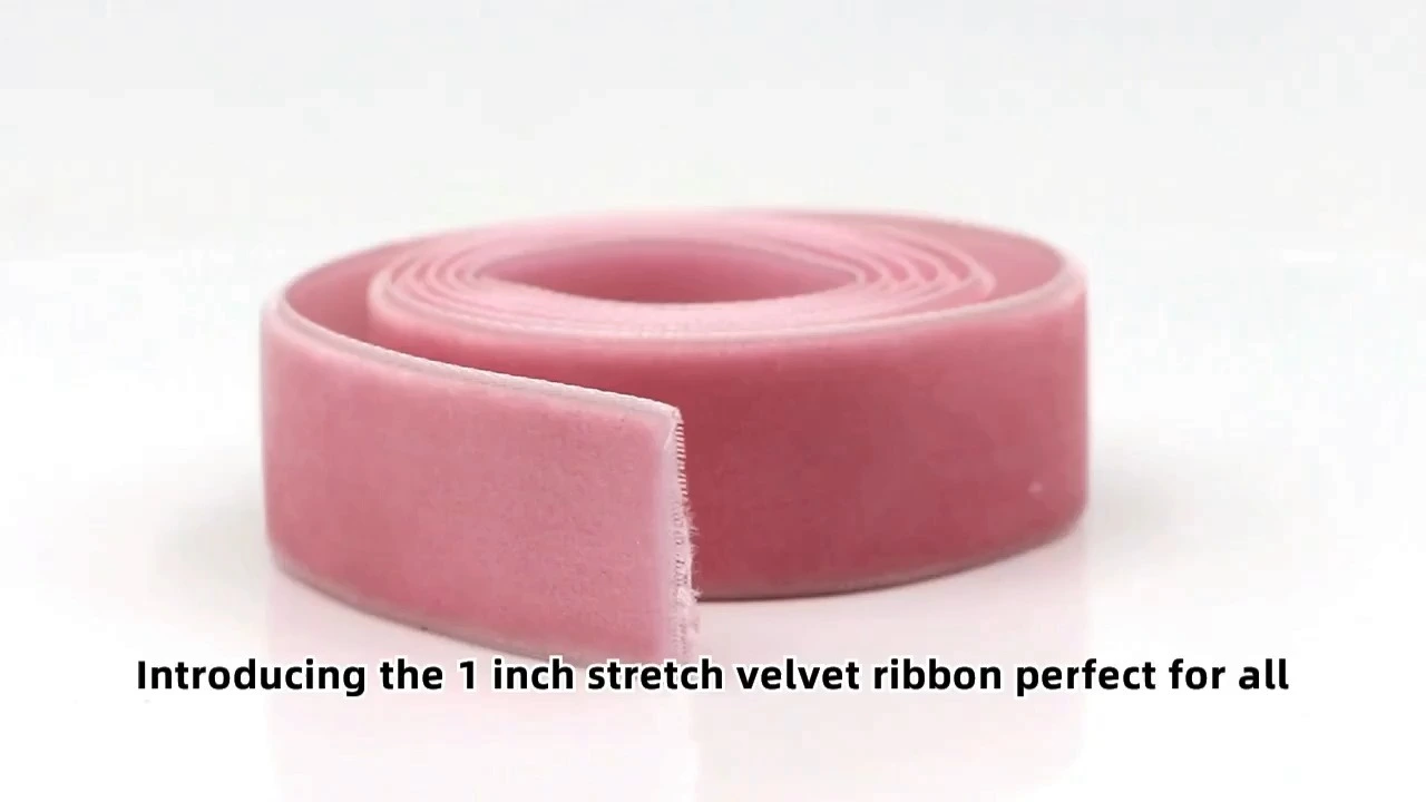 MSD 1 inch stretch velvet ribbon 25mm single face pink velvet ribbon 1