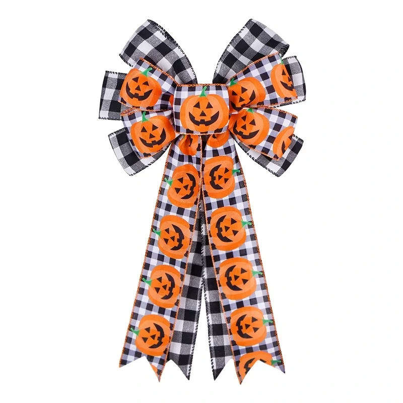 Halloween Bow Decoration Large Pre Made Burlap Holiday Ribbon Bow for Christmas Halloween,Easter Wreath Decoration 1
