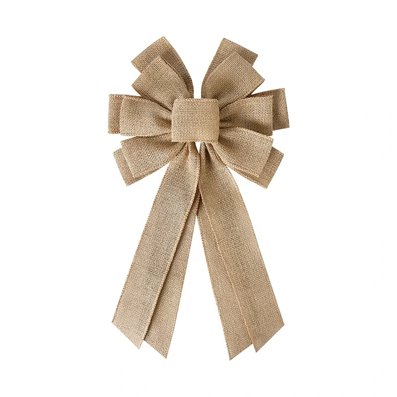 MSD Factory Wholesale Wired Edge Burlap Ribbon Holiday Ornament Bow for Decoration 1