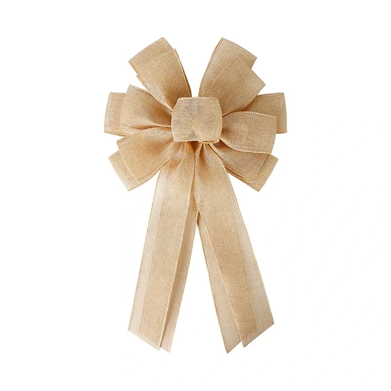 MSD Factory - Gros nœud en ruban de jute avec bordure métallique, pour décorations de fêtes 1