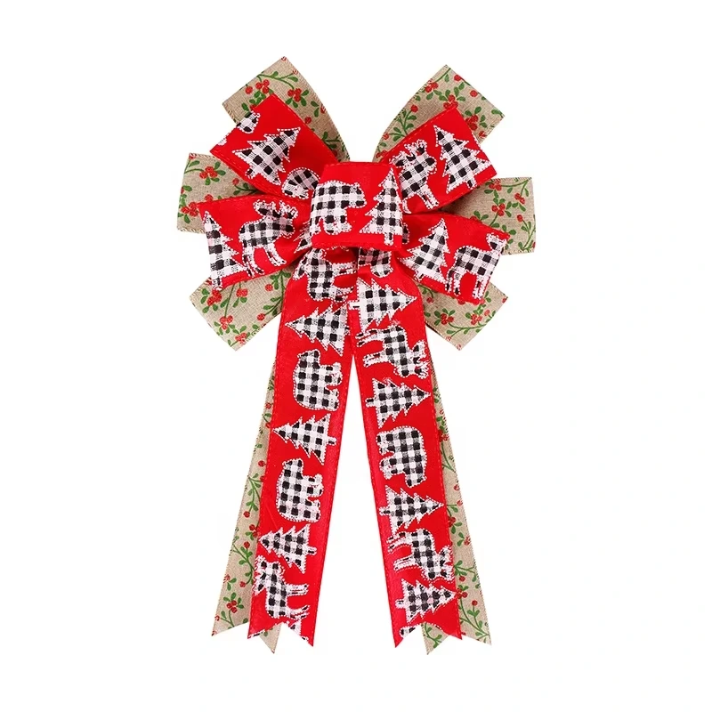 MSD New Burlap Ribbon Holiday Ornament Bow Design Decorates Christmas Tree Wholesale 1