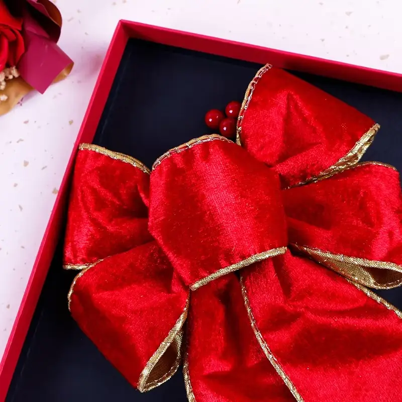 red wire edge burlap bow