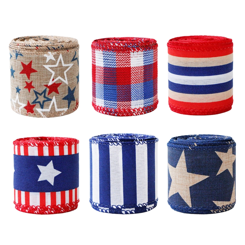 National Day Decorative Burlap Ribbon Bow 1